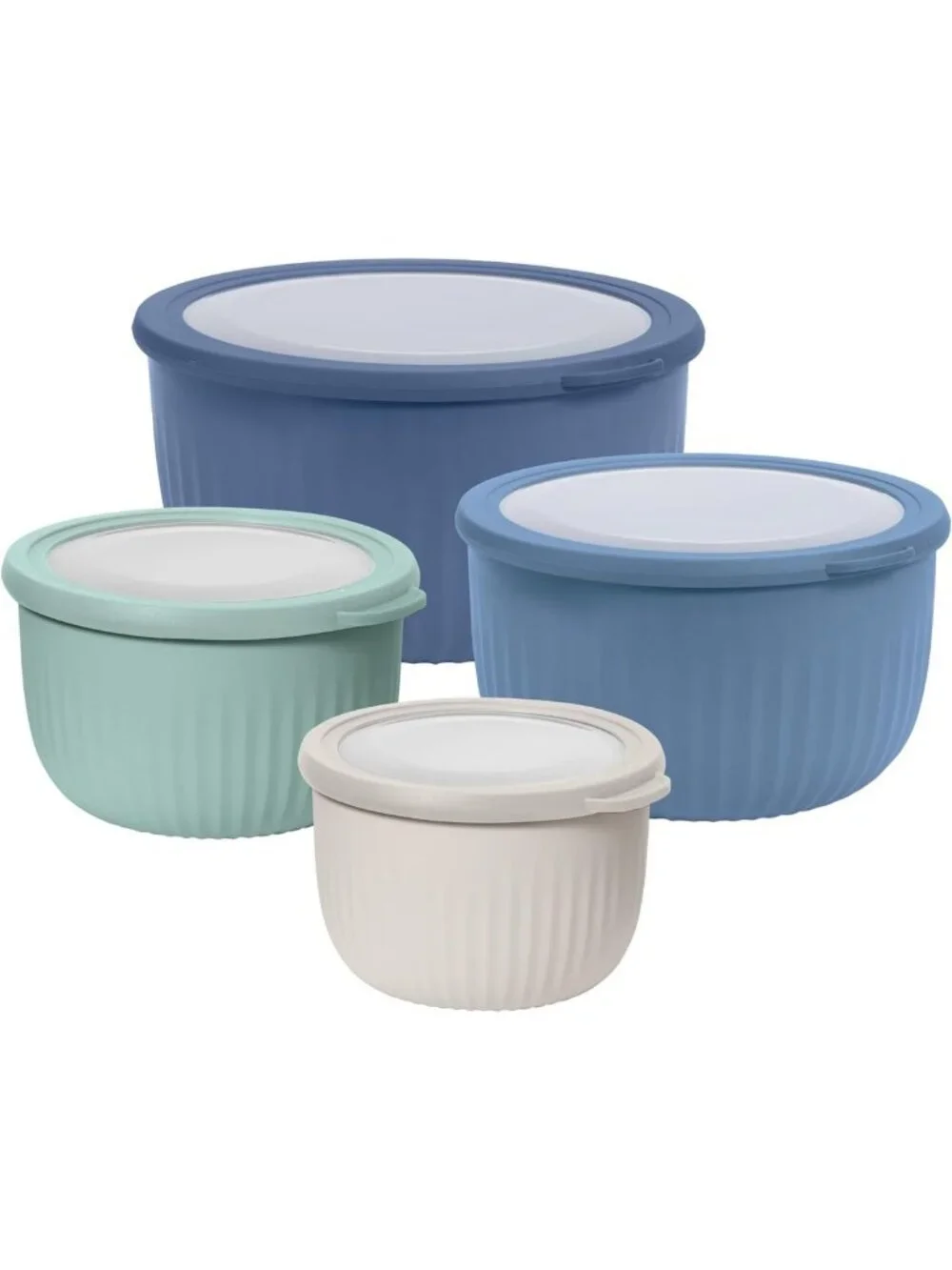 Multicolor Set of 4 Plastic Bowls with Lids - Prep, Store & Serve, Dishwasher
